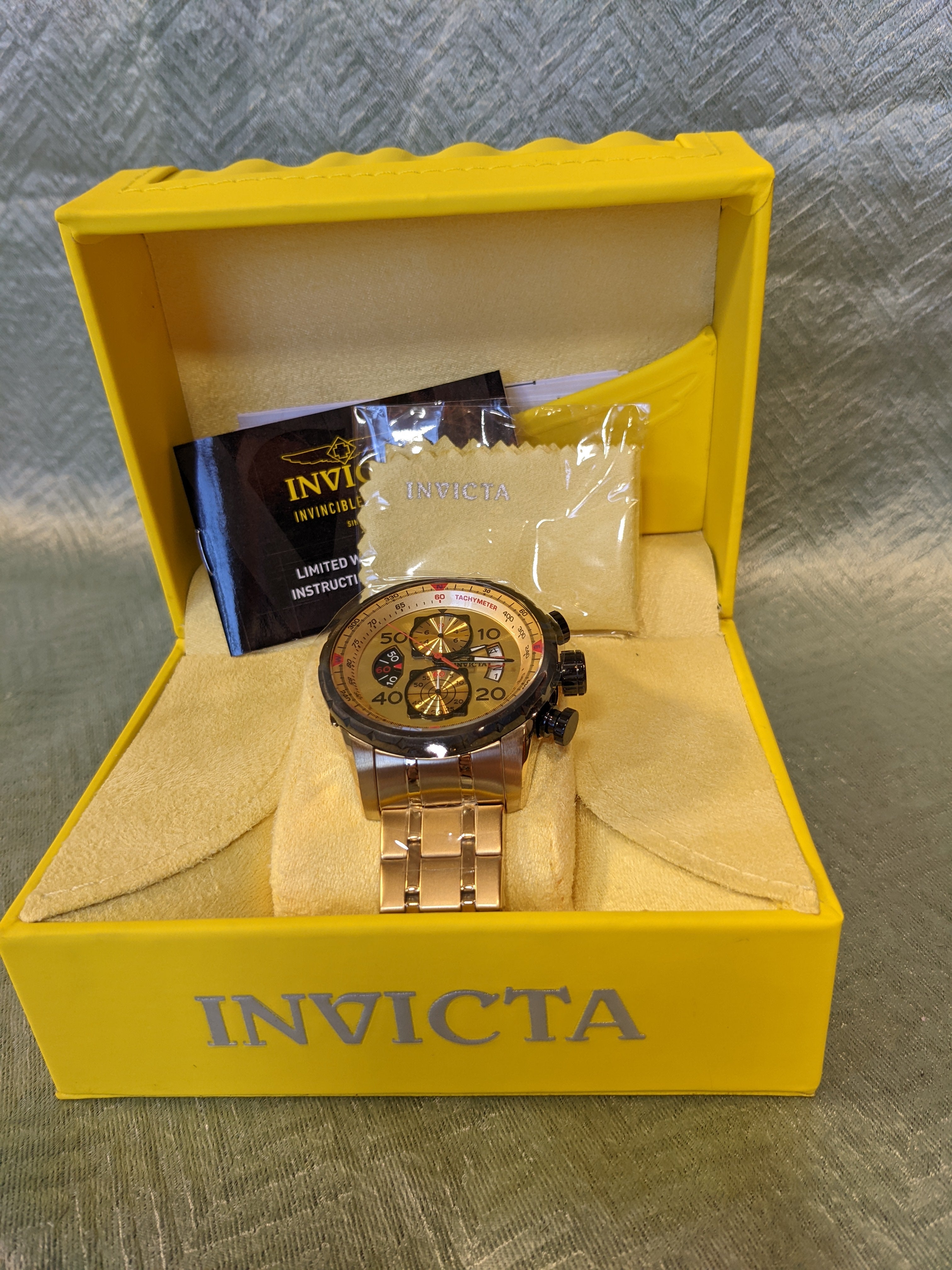 Invicta Men's Chronograph 18k Gold-Plated Watch (7527882457326)